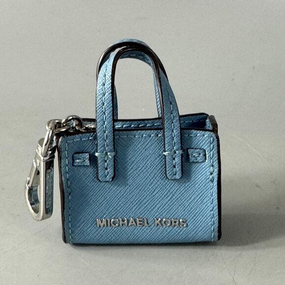 NWOT Blue Michael Kors Mini Purse w/Silver Hardware Keychain - Picture 1 of 8